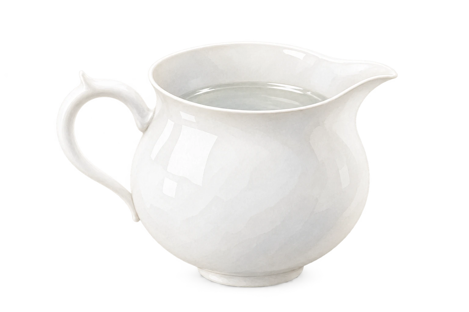 White porcelain fairness pitcher with a pouring spout and handle · 公道杯